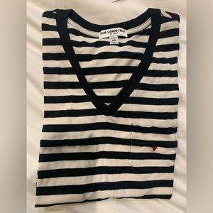 Suburban Riot X-Small Black & White Striped V Neck